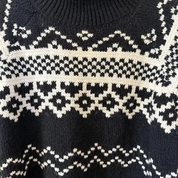 Old Navy Cotton Blend Fair Isle Turtleneck Sweater Black White Size 3X - Picture 5 of 6